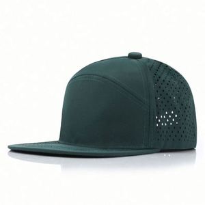 Wholesale Oem Custom High Quality 7 Panel <b>Flat</b> Bill PVC Patch Logo Sport Snapback Cap Waterproof Laser Cut Hole Perforated <b>Hat</b> - Product Image 1