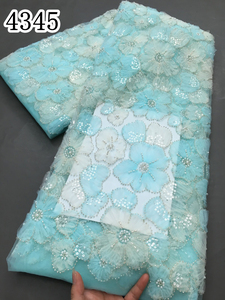 4345 africano perline di Tulle tridimensionale tessuto di pizzo ricamato di lusso nigeriano paillettes rete di pizzo per le donne sera abito da sera - Product Image 6