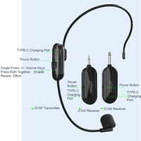 G106-2 G103 G106 Microphone sans fil d'usine pour bandeau chanteur casque portable Microphone détachable sans fil pour l'enseignement