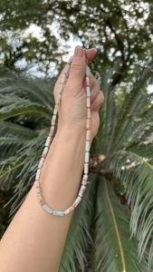 Collar de Cuentas de Ágata Rojo Oscuro, Gargantilla de Piedra Natural, Cuentas Cuadradas en Forma de Tubo, Collar de Piedras Preciosas con Energía Curativa para Unisex - Product Image 4