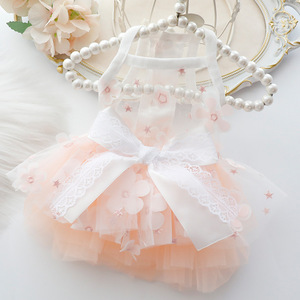 Robe florale pour animaux de compagnie, jupe en polyester de couleur Orange pour chats et chiens, vêtements quatre saisons - Product Image 3