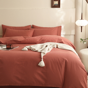 Parure de lit 4 pièces en pur <span class=keywords><strong>coton</strong></span> 200TC pour Airbnb, vente en gros, <span class=keywords><strong>housse</strong></span> de couette, <span class=keywords><strong>drap</strong></span>-<span class=keywords><strong>housse</strong></span>, hôtel, OEM, ODM, OEKO-TEX, séjour court - Product Image 4