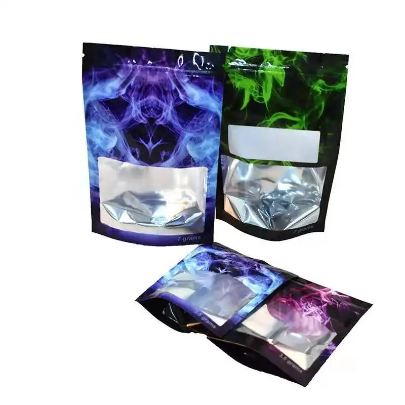 Bolsa frontal transparente para ventana, bolsas con cierre de cremallera, para dulces, aperitivos, nueces, bolsas de aluminio para almacenamiento de alimentos, Mylar