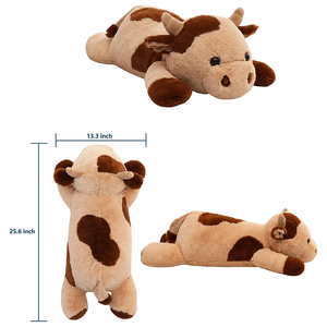 ตุ๊กตาวัวนอนสีน้ำตาลลายจุด ODM น้ำหนัก 5 ปอนด์ ของเล่นสัตว์นุ่มนิ่ม ปลอบประโลมประสาทสัมผัส ใช้เป็นหมอนหนุนบนเตียงหรือโซฟา ของเล่นตุ๊กตาวัวแสนสนุก - Product Image 2