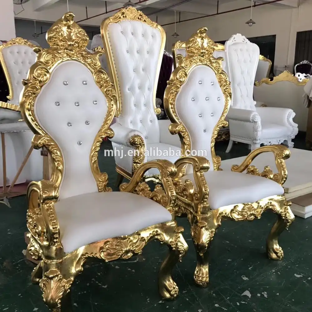 रॉयल लक्जरी प्राचीन सिंहासन कुर्सियों सोने राजा रानी कुर्सी