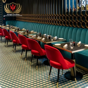 HJ HOME personalizado restaurante y bar proyecto muebles modernos catering banco y silla conjuntos de lujo cabina sofá comedor asientos - Product Image 4