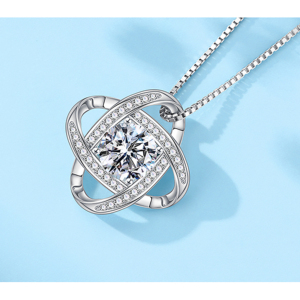 Collana Nodo d'Amore in Acciaio Inox Placcato Oro con Cristalli e Catena a Maglia, Regalo per la <span class=keywords><strong>Mia</strong></span> <span class=keywords><strong>Figlia</strong></span>, Set di Gioielli per <span class=keywords><strong>Compleanno</strong></span>/Natale - Product Image 3