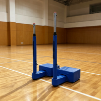Poteau de volley-ball mobile, pilier en acier inoxydable et base en acier avec roues, hauteur réglable par manivelle 1,85m-2,45m