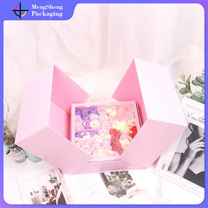 ชุดถังดอกไม้สดหรูหราสามชิ้นทำมือกันน้ำเทคนิคการปั๊มหมวกกอดของขวัญ - Product Image 5