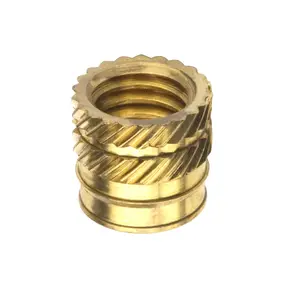 中国直接销售铜螺母滚花注塑黄铜螺母m2 m3 m4螺纹嵌件