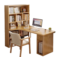 Bureau d'ordinateur moderne en forme de L avec étagère intégrée |   Poste de travail d'angle avec tiroirs et rangement pour unité centrale