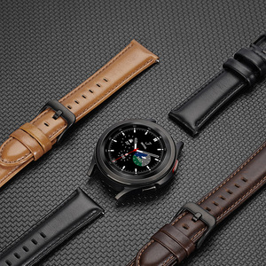 Correa de reloj de cuero genuino compatible con Samsung, Huawei, Honor, Xiaomi, estilo ejecutivo de lujo ligero, con hebilla, correa de cuero para hombre - Product Image 1