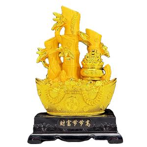 Artesanía de Resina de Bambú Dorado, Estilo Chino, para <span class=keywords><strong>la</strong></span> Riqueza y <span class=keywords><strong>la</strong></span> Prosperidad, Regalo Creativo de <span class=keywords><strong>la</strong></span> Fortuna, Pieza Decorativa para Sala de Estar, Atrae <span class=keywords><strong>la</strong></span> <span class=keywords><strong>Suerte</strong></span> - Product Image 1