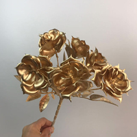 Fleurs artificielles dorées en plastique, tige unique, eucalyptus pour le Nouvel An chinois, mariage, fête, décoration de table à la maison