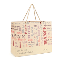 Sacs à provisions en papier d'art moyen personnalisés, mignons et de style dessin animé, boutique, réutilisables, sacs cadeaux en papier blanc de qualité supérieure avec poignée en corde durable