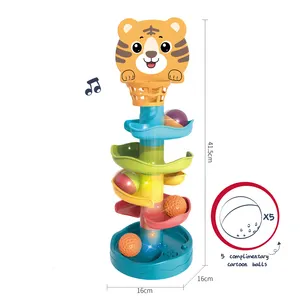 बच्चे गतिविधियों विकास शैक्षिक घूर्णन ट्रैक स्लाइड ट्रैकिंग खिलौना सेट रोलिंग गेंद प्रकाश और संगीत के साथ ढेर टॉवर खिलौने