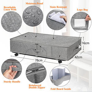 Caja de almacenamiento de tela moderna, poleas plegables rectangulares debajo de <span class=keywords><strong>la</strong></span> <span class=keywords><strong>cama</strong></span>, utilizada <span class=keywords><strong>para</strong></span> almacenar ropa y mantas con tapa - Product Image 3