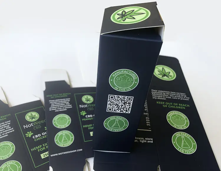 CBD extrahiert Zucker Hanf Produkte e Flüssigkeit e Saft Vape 10ml 30ml 50ml Tropfer Glasflasche Verpackung Papier box und Etikett