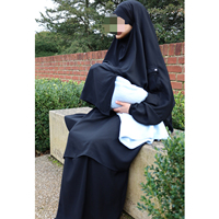 Robe de maternité islamique modeste 2 pièces pour jilbab noir fermeture éclair d'allaitement en polyester pour les musulmans