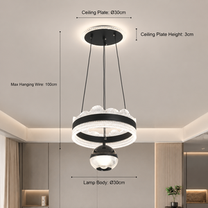 Lámpara de Techo Moderna con Anillo Metálico, LED Tricolor, Altura Ajustable, para Comedor y Sala de Estar, Decoración Interior, 48W - Product Image 3