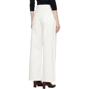 Vaqueros anchos de mezclilla blanca sólida para hombre, de cintura alta, holgados, rectos, estilo casual, para uso diario, streetwear, pantalones de mezclilla. - Product Image 4
