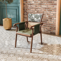 Combinaison table et chaise pour restaurant thématique, en bois massif et cannage, style Asie du Sud-Est, canapé mural pour terrasse