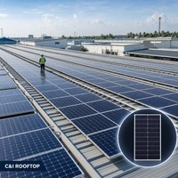Modul Surya Bifasial 600W Tipe N, 182 Sel Half Cut, Efisiensi 23,23% untuk Pembangkit Listrik Terpasang di Tanah Skala Utilitas
