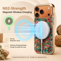 Eco Wijnkurk Vintage Bloemmotief Schelp Telefoonhoesje voor iPhone 17 18 Draadloos Magnetisch Opladen Groothandel Aanbod