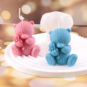 Teddy <b>Bear</b> Scented Candle Mold Diy Cake Decoration Plaster Mold Home Ornament Valentine'S Day Use - Product Image 3