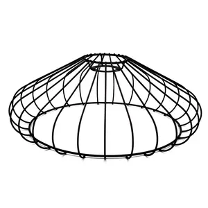 现代简约风格圆形黑色金属铁丝框架灯罩床头客厅吊灯灯罩