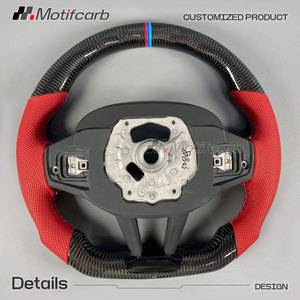 Volante de fibra de carbono personalizado LCI para BMW Serie 3 5 G02 G20 G30 X3 X4 X5 M3 M4 M5 con empuñaduras de cuero rojo - Product Image 6