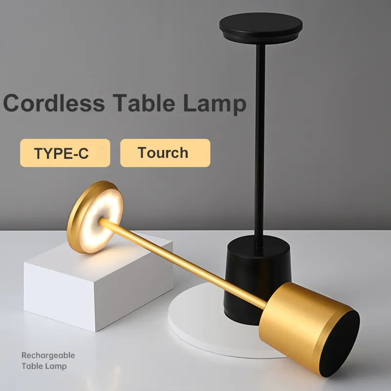 New Design Bedside Cordless Rechargeable Metal Touch Table Lamp