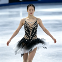 Costume de patinage artistique noir et blanc dégradé, robe à bretelles spaghetti, dos évidé, ornée de strass, pour filles et adultes, pour la performance