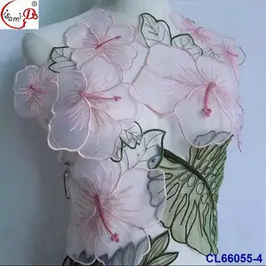 RTS lisami luxury handmade organza flower and tree leaf wedding party dress decoration fringe and tassel patch