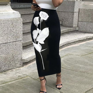 Women's Casual Summer Skinny <strong>Wrap</strong> <strong>Skirts</strong> with Digital Print and Floral Design - Product Image 3