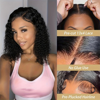 Pas cher Kinky Curly Short Bob Perruques Cheveux Humains Lace Front Hd Lace Frontal Perruques pour Femmes Cheveux Vietnamiens Sans Colle Full Hd Lace Perruques