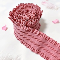 Bande élastique plissée à volants brodés en dentelle de 5 cm pour robe, jupe, pantalon YEA24
