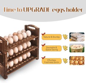 Pine Wood Brown Wooden <b>Egg</b> Holder <b>Eco</b>-friendly 3-tier Wooden <b>Egg</b> Holder 36-<b>egg</b> Capacity Durable - Product Image 5