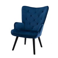 Fauteuil d'appoint moderne inclinable et pliable en velours bleu marine, capitonné losanges, pour salon, salle à manger, appartement