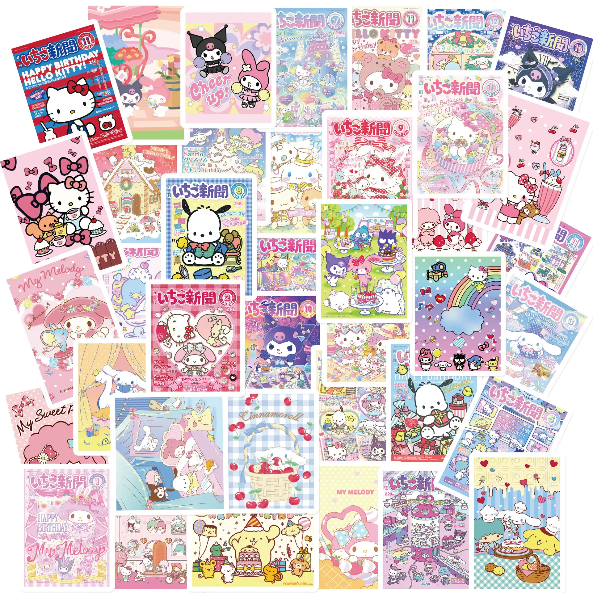 Cartoon Sanrio Children's Reward Graffiti Decoration Kitty Waterproof Poster Sticker Notebook Hand Ledger Luggage Car Sticker