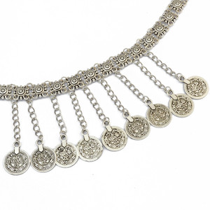 Collier ras du cou bohème vintage avec pendentif pièce plaqué argent pour femme - Product Image 5
