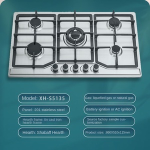 New Design Customized Kitchen Appliance Gas Hob Stainless Steel Gas Hob Five Burners Enamel Pan Support Gas Hob - Product Image 4