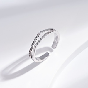 custom plata 925 sterling <b>Silver</b> Geometric Design Unisex <b>ring</b> fashion open <b>adjustable</b> simple Pave Setting zircon clover <b>rings</b> - Product Image 3