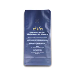 Biodegradable Compostable Luxury Matte Printed Flat Bottom Kraft Paper Coffee Pouch Bag With Valve And Zipper