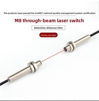 Système photoélectrique cylindrique à trois fils 24V, capteur laser à lumière visible haute précision longue portée 12V, paire de commutateurs photoélectriques M8