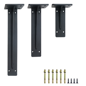 Paslanmaz çelik ağır raf donanım demir Metal siyah duvar sabit raf parantez - Product Image 2