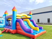 Combo Toboggan Gonflable Commercial Certifié CE avec Murs en Filet, Château Gonflable Extérieur pour Location Commerciale