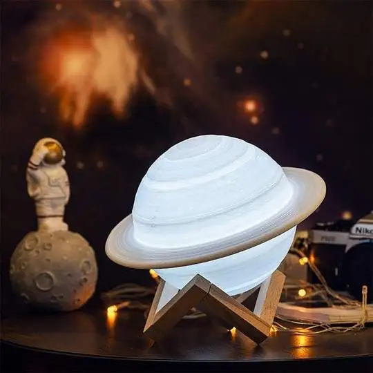 Планетарная лампа для подарка о Сатурне, художественный светильник в виде Луны с источником лампы, ночник с 3D принтом
