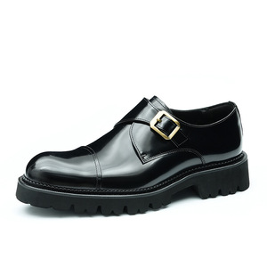 Scarpa formale da <span class=keywords><strong>uomo</strong></span> lucida con cinturino da monaco <span class=keywords><strong>nero</strong></span> elegante in pelle lucida scarpa da <span class=keywords><strong>uomo</strong></span> con fibbia dorata - Product Image 3