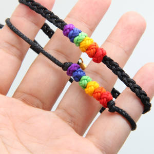 <span class=keywords><strong>Pulsera</strong></span> Ajustable de Cuerda de Arcoíris, Joyería del <span class=keywords><strong>Orgullo</strong></span> <span class=keywords><strong>Gay</strong></span>, LGBT, Bisexual, Trans, Bisexual, Comunidad, Moda, Unisex - Product Image 4